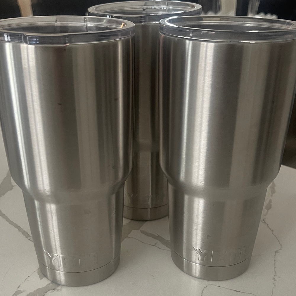 YETI Silver Tumblers Trio with lids